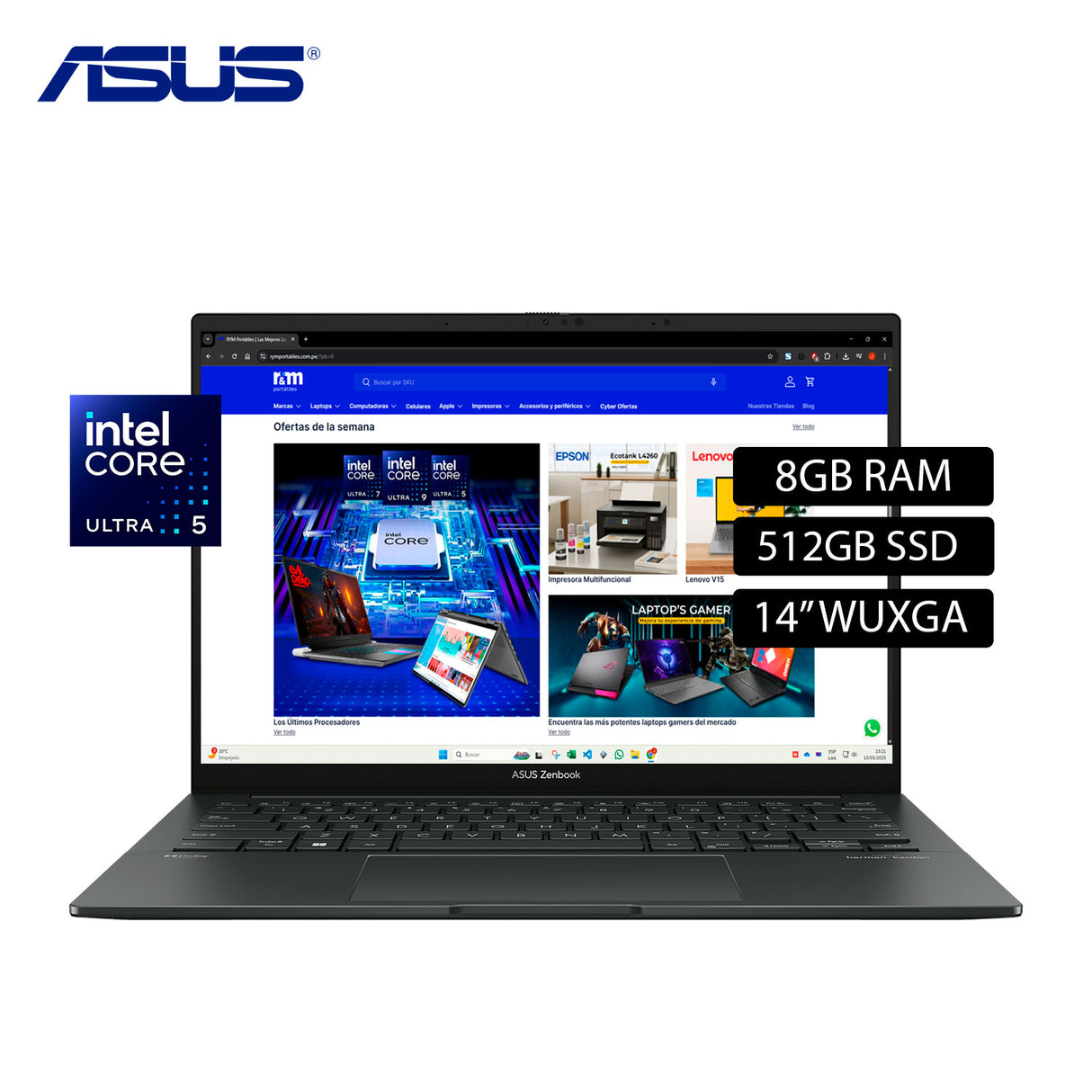 Laptop Asus Zenbook Q415MA-U5512 Intel Ultra 5 125H Ram 8GB Disco 512GB SSD 14" WUXGA Windows 11 (90NB11R7-M00H00)
