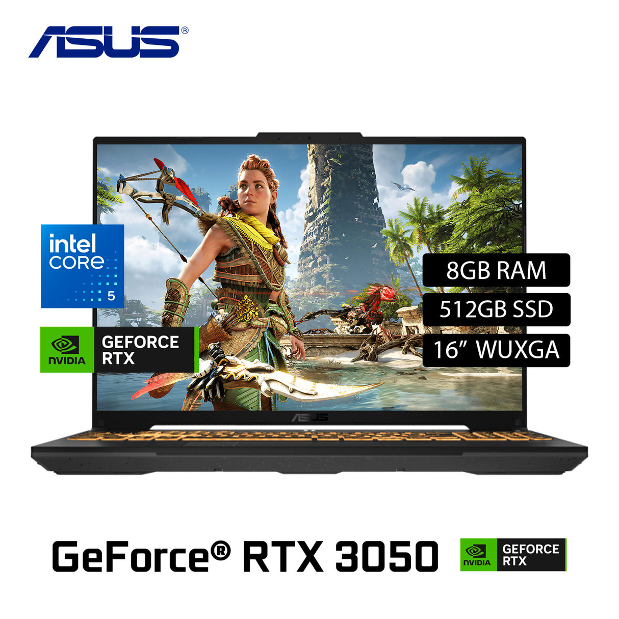 Laptop Asus Tuf FX607VJ-RL016 Intel core 5 210H Ram 8GB Disco 512GB SSD Video Nvidia RTX 3050 6GB 16" WUXGA FreeDos (90NR0MZ6-M000P0)