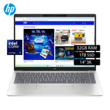 Laptop HP Pavilion Plus 14-EW1002LA Intel Core Ultra 7 155H Ram 32GB Disco 1TB SSD 14" 3K Windows 11 (A6QL1LA#ABM)