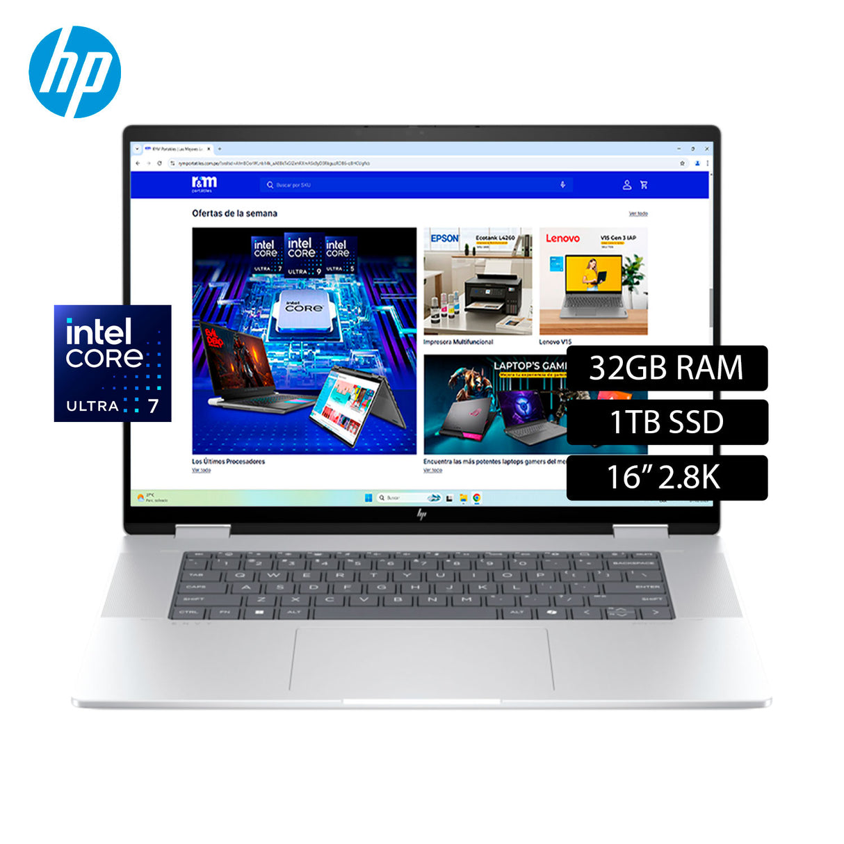 Laptop HP Envy X360 16-AC0000LA Intel Core Ultra 7 155U Ram 32GB Disco 1TB SSD 16" 2.8K Windows 11