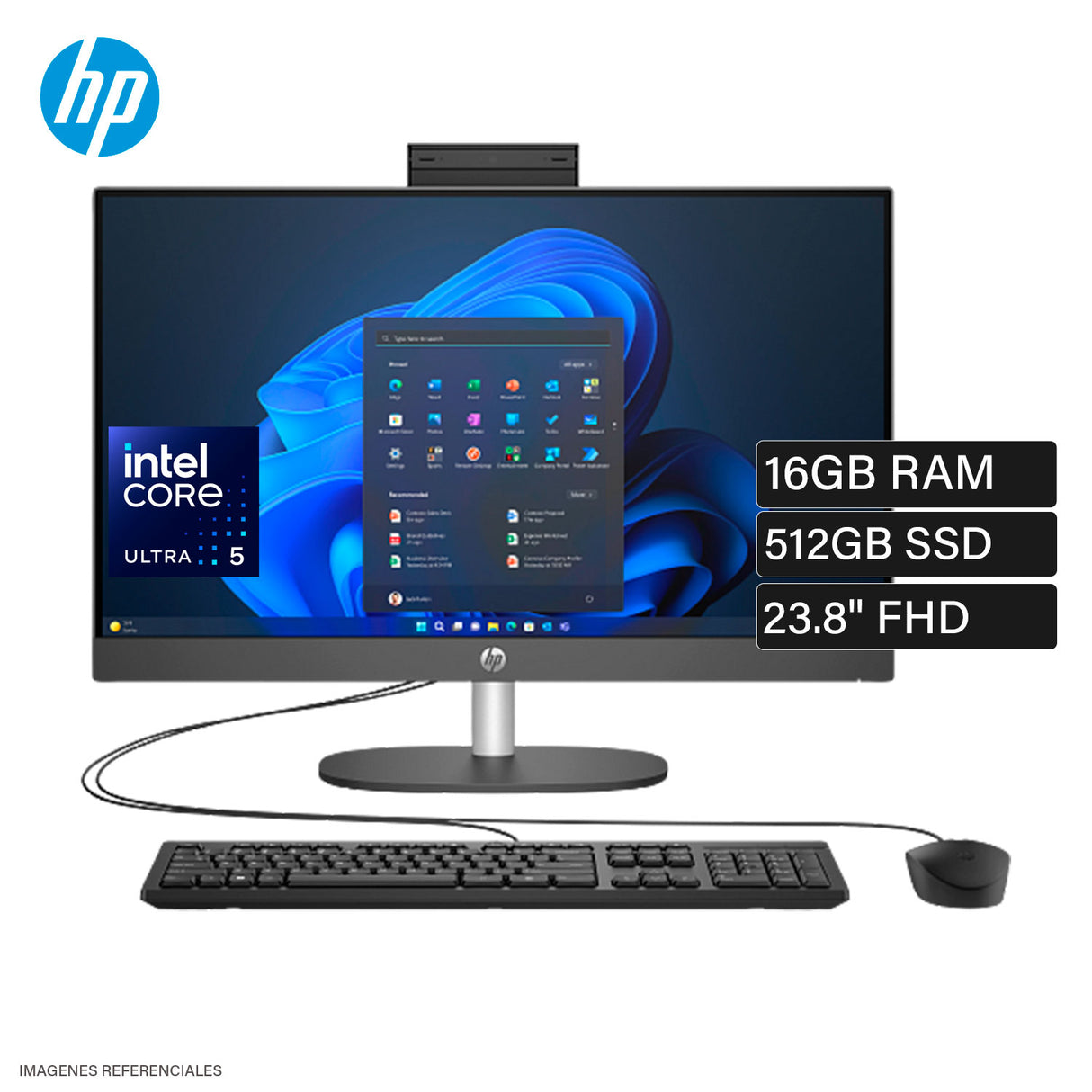 All In One HP Pro One 240 G10 Intel Core Ultra 5 125U RAM 16GB Disco 512GB SSD 23.8" FHD Windows 11 Pro