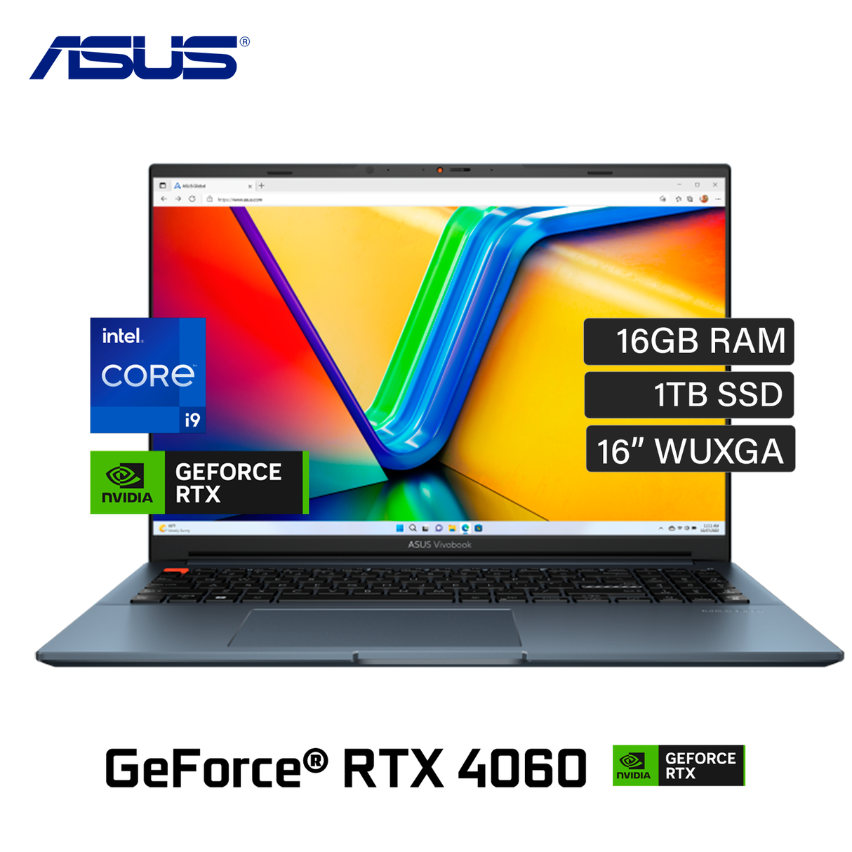 Laptop ASUS VivoBook Pro 16 K6602VV-AS96 Intel Core i9 13900H Ram 16GB Disco 1TB SSD Video RTX 4060 8GB 16" WUXGA Windows 11