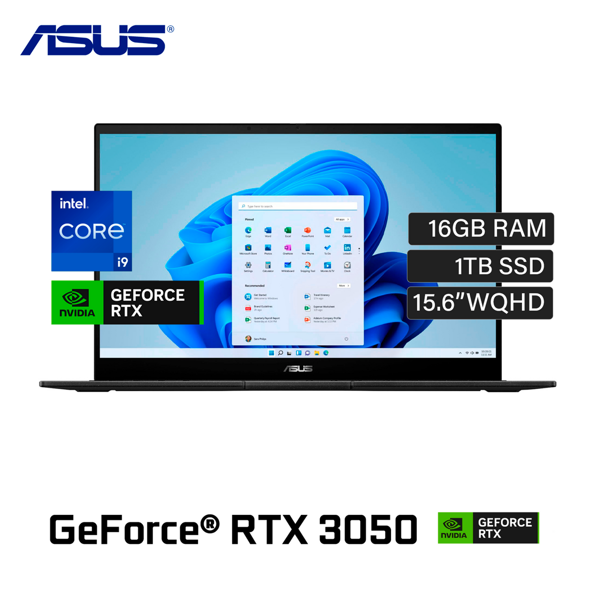 Laptop Asus Creator Q540VJ-I93050 Core i9 13900H RAM 16GB Disco 1TB SSD Video Nvidia RTX 3050 6GB 15.6" WQXGA Windows 11