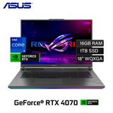 Laptop Asus ROG Strix G18 G814JIR-N6041W Intel Core i9 14900HX RAM 16GB Disco 1TB SSD Video Nvidia RTX 4070 8GB 18" WQXGA Windows 11