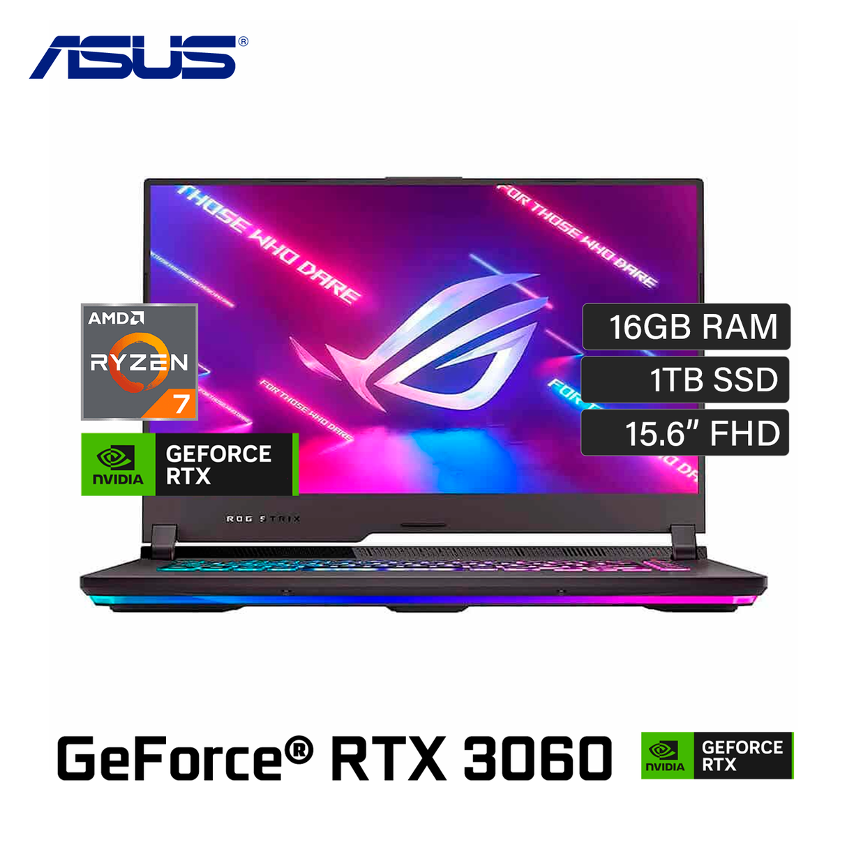 Ordenador portátil gaming Asus ROG Strix G15 G513RC-HN088W, AMD Ryzen  7-6800H, 16GB RAM, 512GB SSD, NVIDIA GeForce RTX 3050, Windows 11 Home, 15,  6 Full HD - PC Portátil