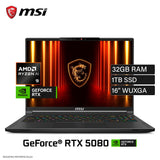 Laptop MSI Stealth A16 AI+ A3HWIG Ryzen AI 9 365 RAM 32GB Disco 1TB SSD NVIDIA RTX 5080 16GB 16" WQXGA Windows 11 (G57-N2A0629-Z19)