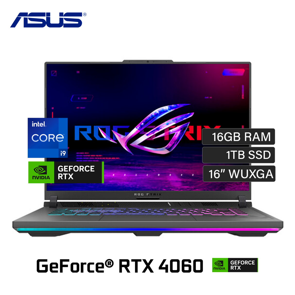 Laptop ASUS ROG Strix G16 (2024) G614JVR-ES94 Intel Core i9 14900HX RAM 16GB Disco 1TB Video   Nvidia RTX 4060 8GB 16" WQXGA