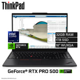 Laptop Lenovo ThinkPad P16s Gen 4 Intel Core Ultra 7 RAM 32GB Disco 1TB SSD NVIDIA RTX Pro 500 16" WUXGA Windows 11 Pro (21QW000BLM)