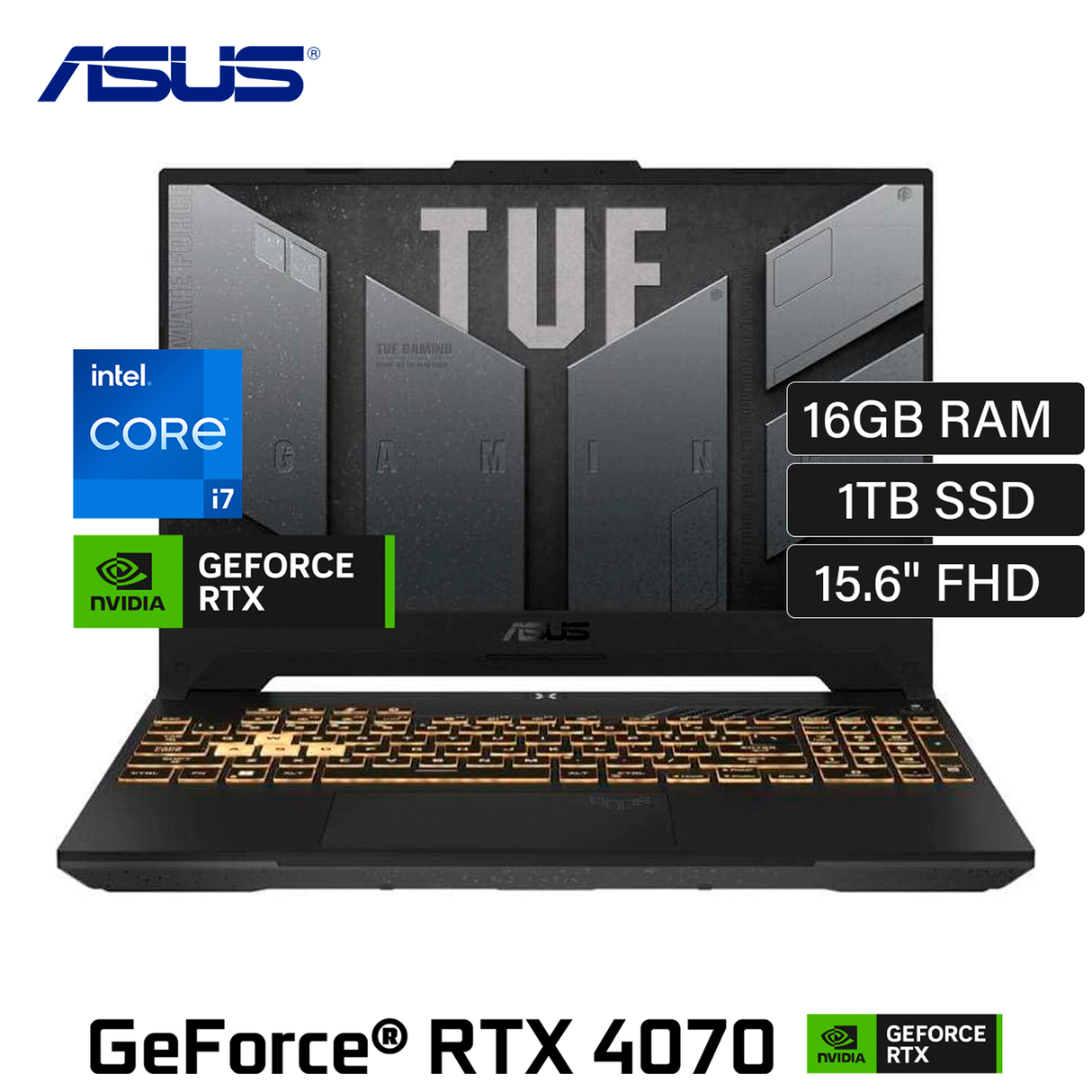 Laptop Asus TUF F15 FX507VI-F15.I74070 Intel Core i7 13620H RAM 16GB Disco 1TB SSD Video RTX 4070 8GB 15.6" FHD Windows 11