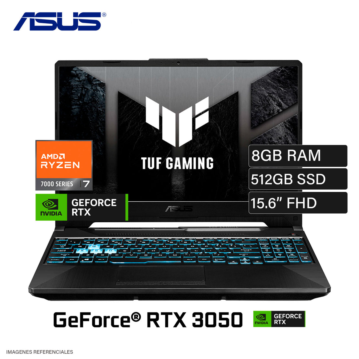 Laptop Asus TUF Gaming A15 FA506NCG-HN187W Ryzen 7 7445HS RAM 8GB Disco 512GB NVIDIA RTX 3050 4GB 15.6" FHD Windows 11 (90NR0JF7-M00FW0)