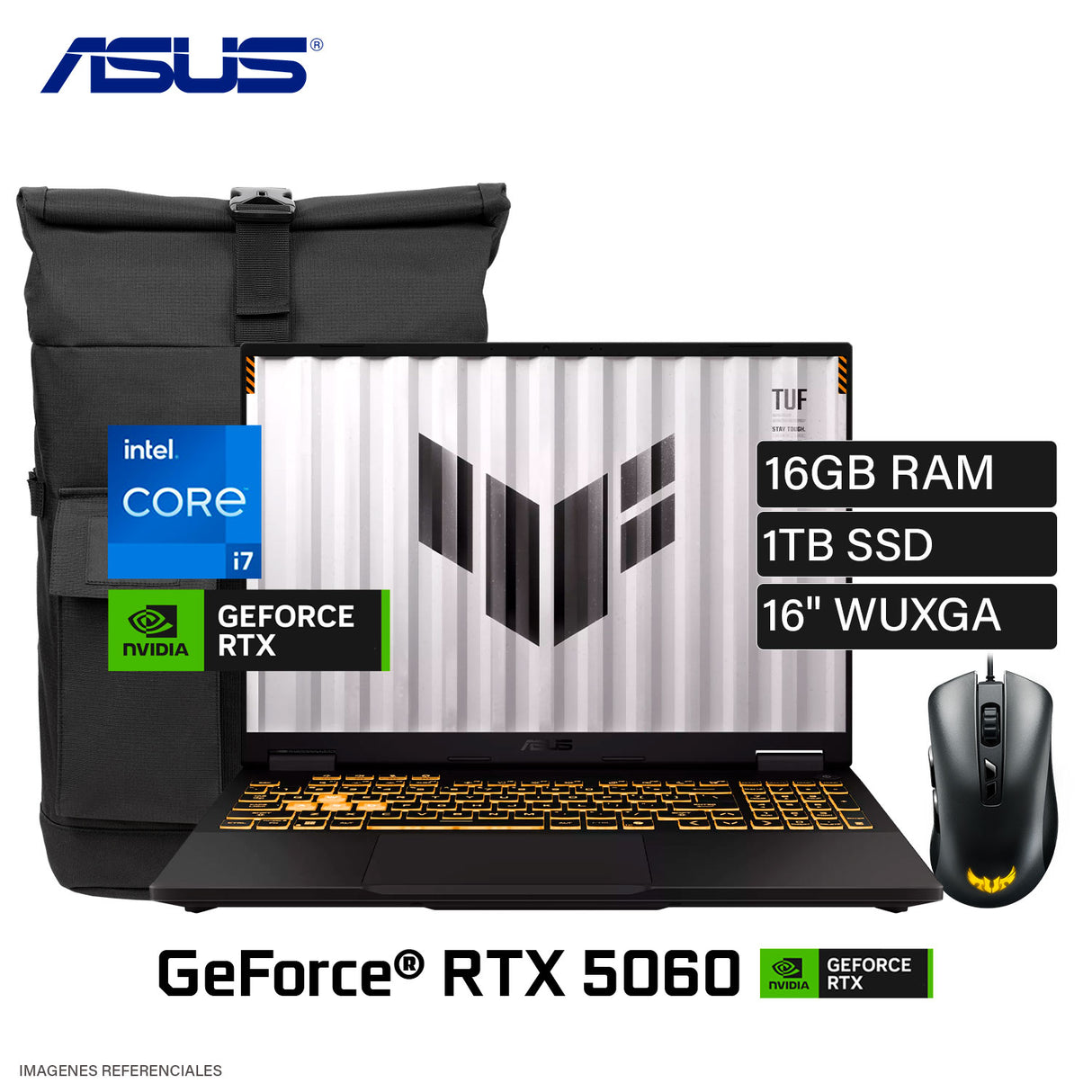Laptop ASUS TUF Gaming F16 FX608JMR-RV197 Intel Core i7 14650HX Ram 16GB Disco 1TB SSD NVIDIA RTX 5060 8GB 16″ WUXGA FreeDOS