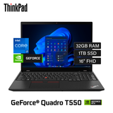 Laptop Lenovo Thinkpad P16s Gen 1 Intel Core i7 1260P Ram 32GB Disco 1TB SSD Video T550 4GB 16" FHD Windows 11