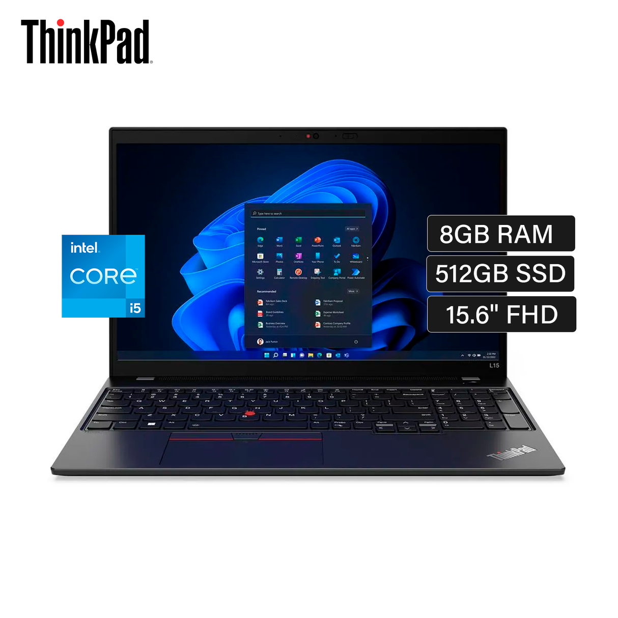 Laptop Lenovo Thinkpad L15 Gen 3 Intel Core i5 1235U RAM 8GB Disco 512GB SSD 15.6" FHD Windows 11 Pro Open Box