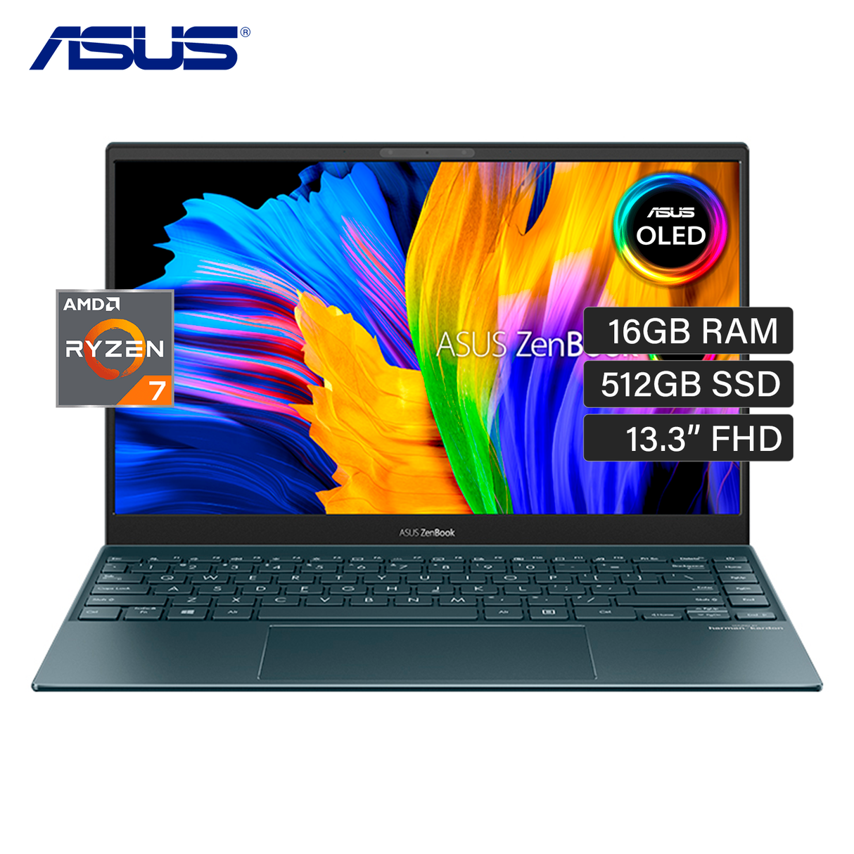 Laptop Asus ZenBook UM325UA-KG167W Ryzen 7 5700U RAM 16GB Disco 512GB SSD 13.3” FHD Oled Windows 11