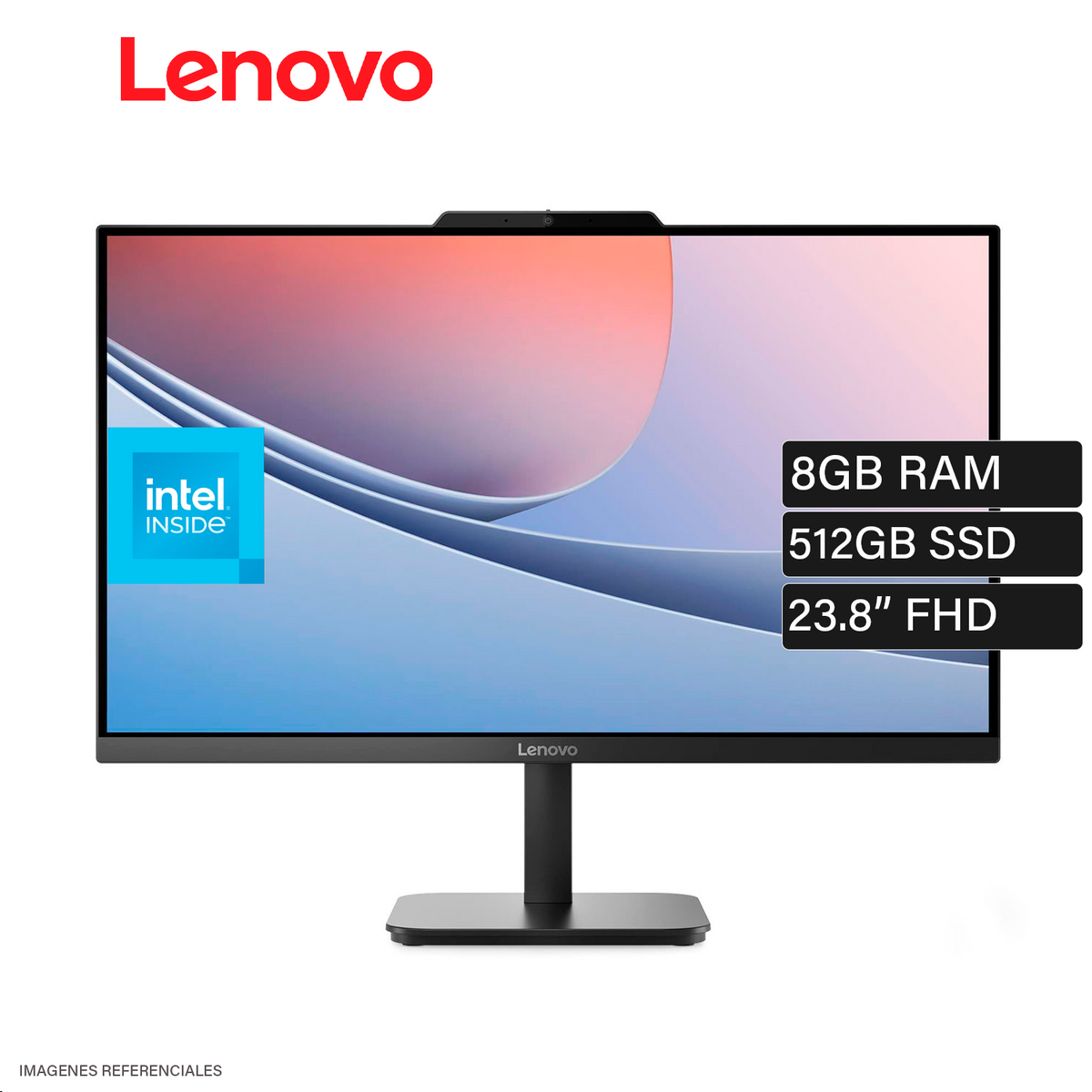 All in One AIO Lenovo V100 Intel N100 RAM 8GB Disco 512GB SSD 23.8" FHD FreeDOS (13JA003RLD)