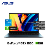 Laptop ASUS VivoBook  PRO K6500 Intel Core I5 12450H RAM 8GB Disco 512GB SSD Video GTX 1650 4GB 15.6" FHD