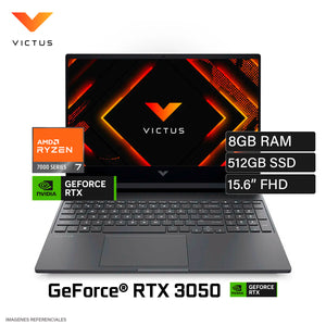 Laptop HP Victus 15-FB3019LA Ryzen 7 7445HS Ram 8GB Disco 512GB SSD Video NVIDIA RTX 3050 6GB 15.6″ FHD FreeDOS (BT4F6LA#ABM)