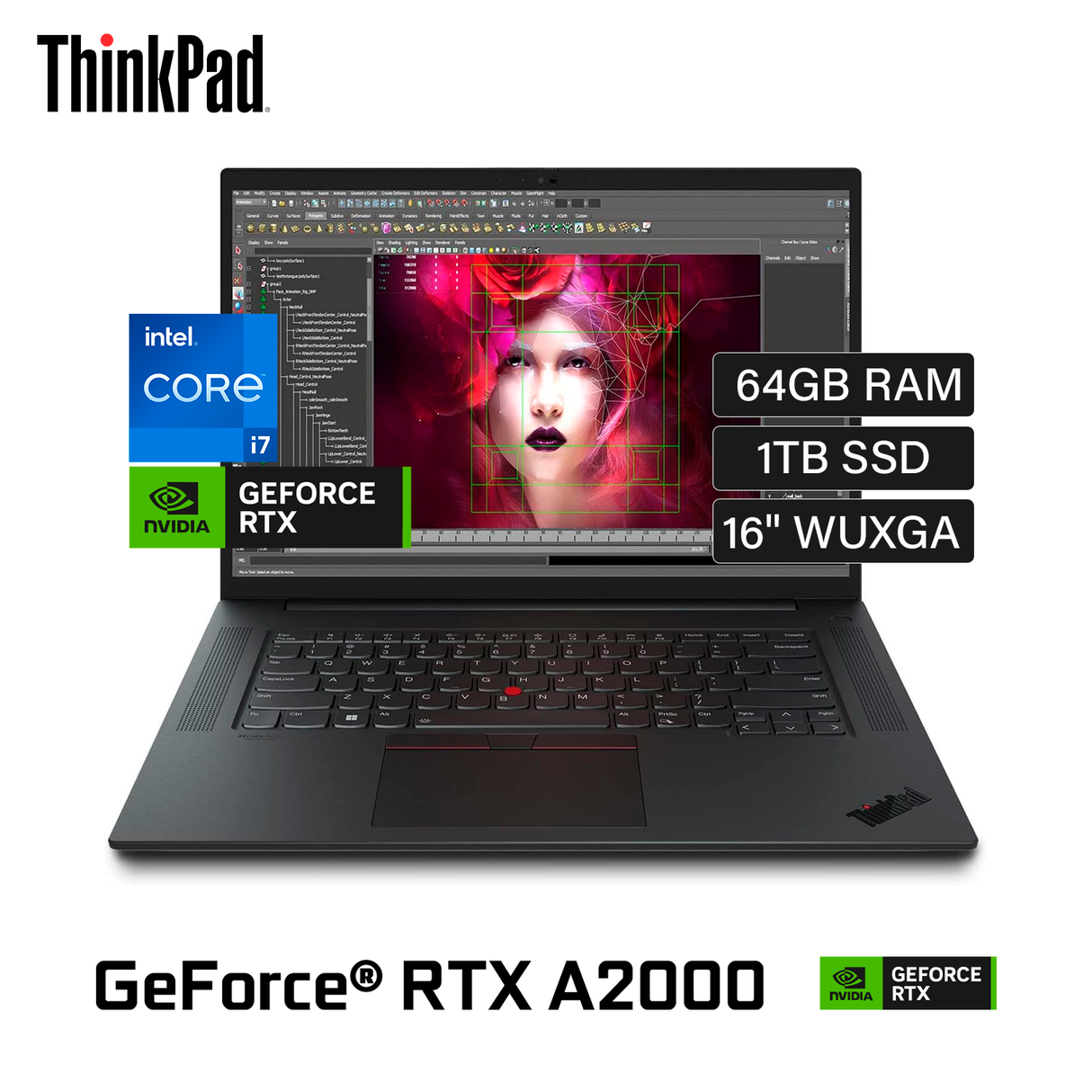 Workstation ThinkPad P1 Gen 5 Intel Core i7 12800H RAM 64GB Disco 1TB SSD Video RTX A2000 8GB 16" WUXGA Windows 11 Pro