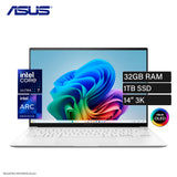 Laptop Asus Zenbook S 14 Intel Core Ultra 7 258V Ram 32GB Disco 1TB SSD 14" 3K OLED Tactil Windows 11 (90NB14F4-M00130)