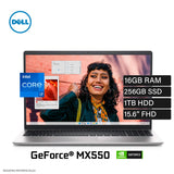 LAPTOP DELL INSPIRON 15 3530 INTEL CORE I7 1355U RAM 16GB DISCO 256GB SSD DISCO 1TB HDD MX 550 2GB 15.6" FHD TACTTIL FREEDOS