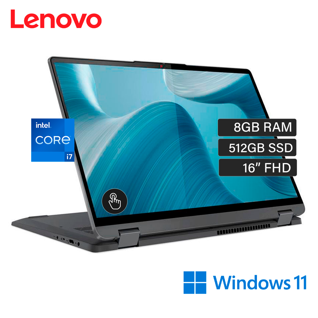 Laptop Lenovo Flex 5 16IAU7 Intel Core i7 1255U RAM 8GB Disco 512GB SSD 16″ FHD Touch Windows 11