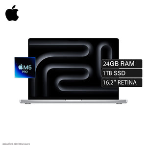MacBook Pro 16 A3428 Chip M5 Pro Ram 24GB Disco 1TB SSD 16.2" Liquid Retina Silver Teclado Español (MGE44E/A)