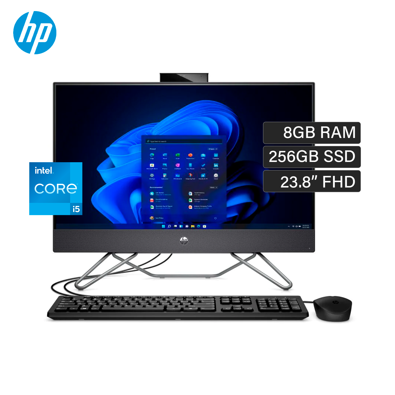 HP All in One 240 G9 Intel Core i5 1235U RAM 8GB Disco 256GB 23.8" FHD FreeDos - HP All in One 240 G9 - R&M Portátiles